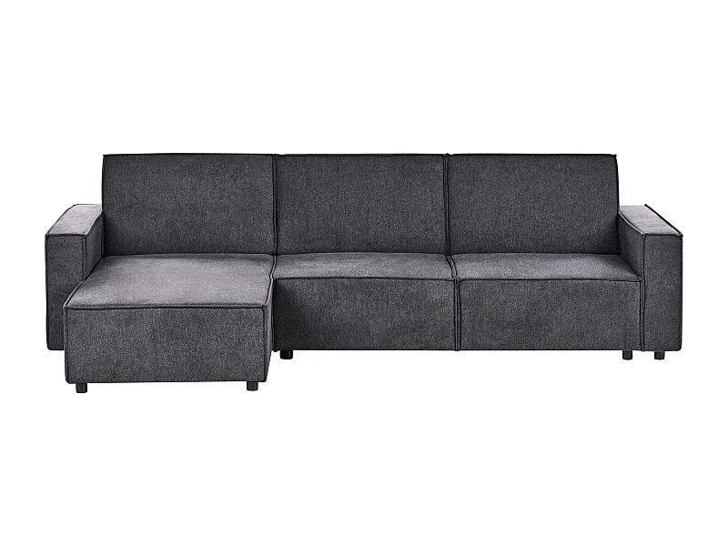Canapé-lit d'Angle à gauche en Tissu 3 Places Rembourré en Forme de L Gris Graphite Romedal II