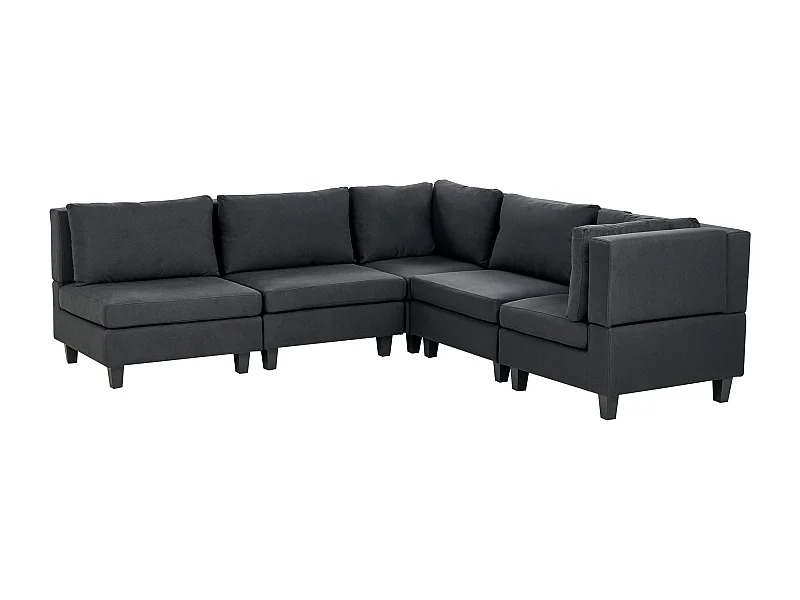 Sofá esquinero modular UNSTAD Tela Negro 5 plazas Izquierda