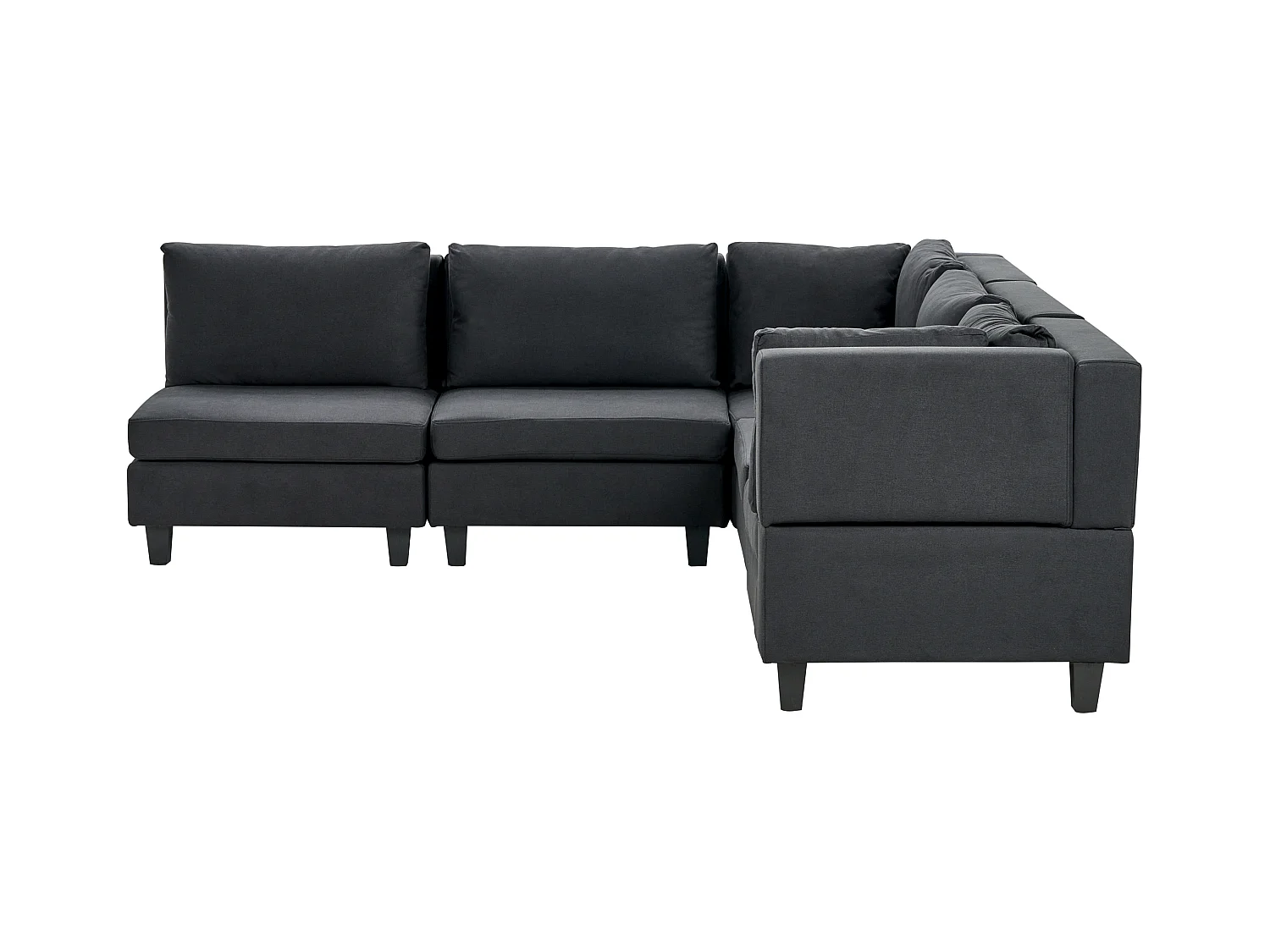 Canapé d'Angle Moderne Modulaire 5 Places Côté droite en Tissu Rembourré Noir Unstad