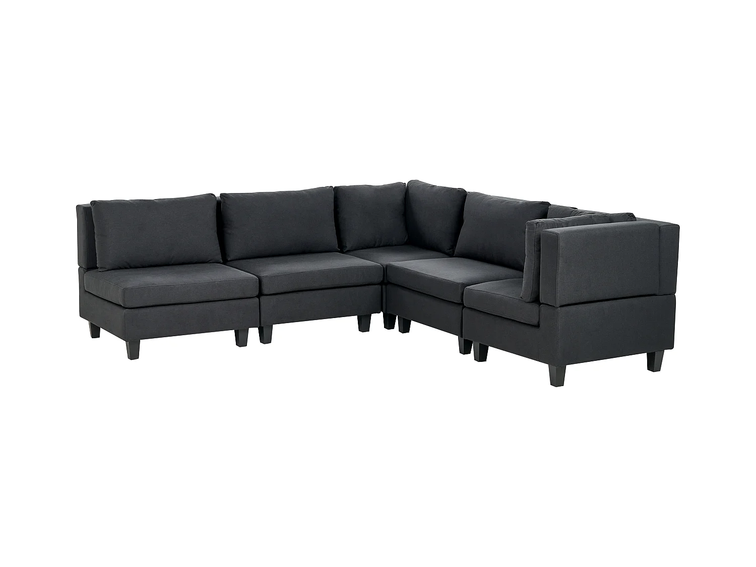 Modul Ecksofa UNSTAD Stoff Schwarz 5-Sitzer linksseitig