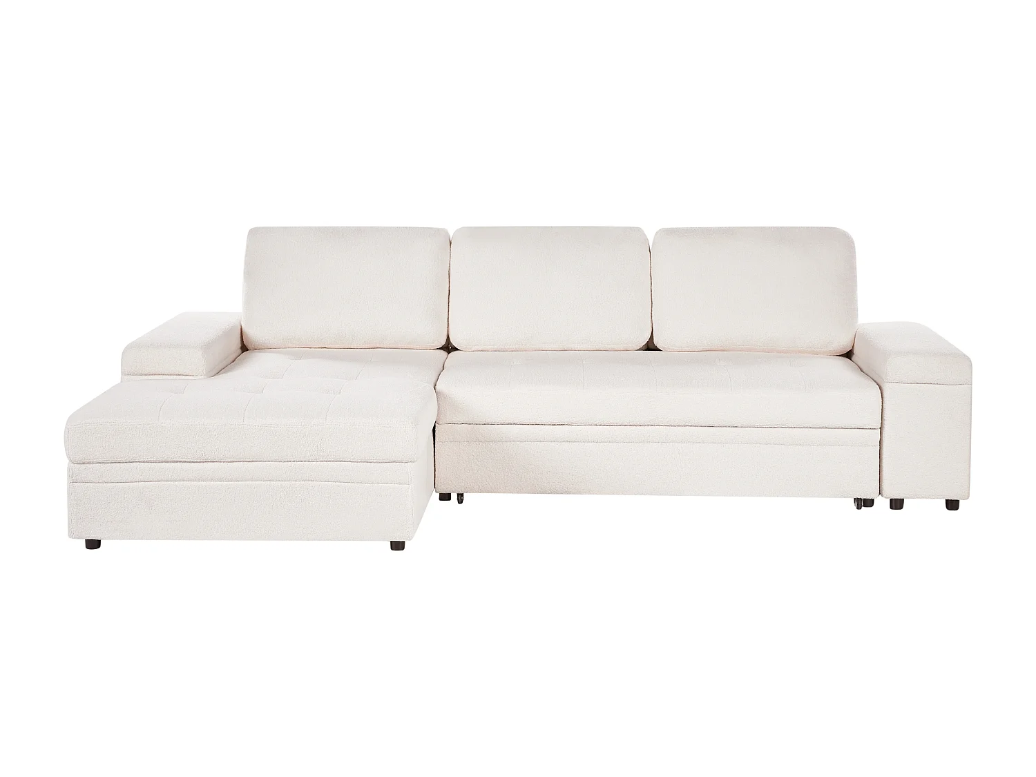 Sofá-cama de canto HRISEY Bouclé Branco com arrumação 3 lugares à direita