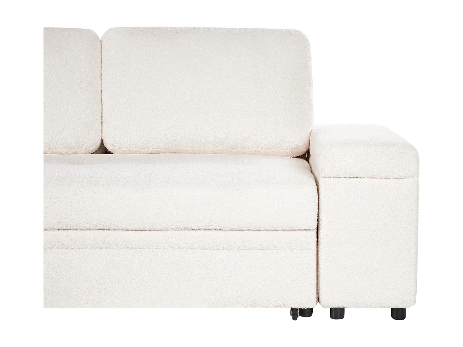 Sofá-cama de canto HRISEY Bouclé Branco com arrumação 3 lugares à direita