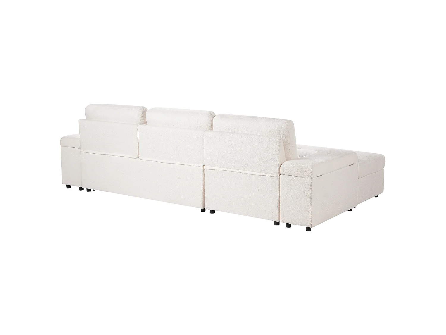 Canapé d'angle convertible 3 places avec rangement en coton blanc