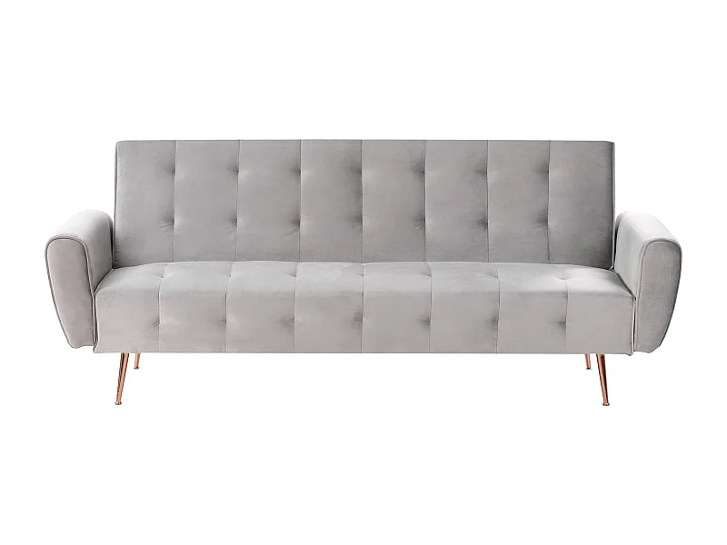 Schlafsofa SELNES Samtstoff Hellgrau 3-Sitzer