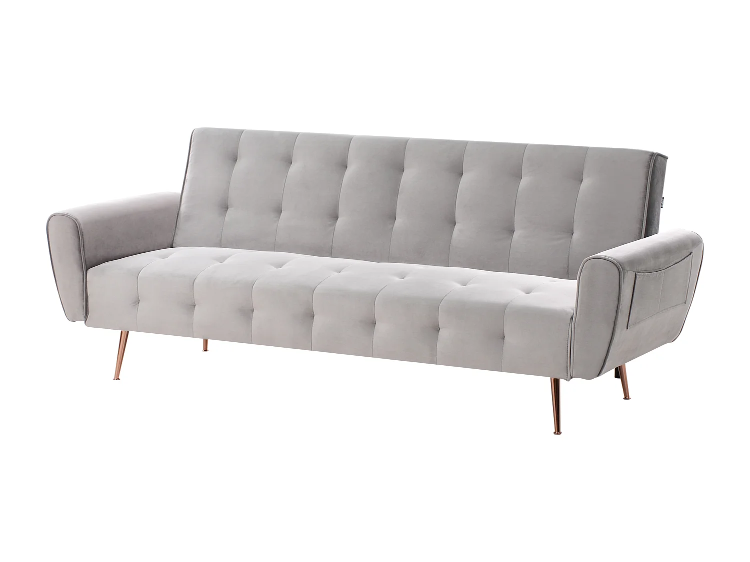 Sofa rozkładana SELNES Welur Jasnoszary dla 3 osób