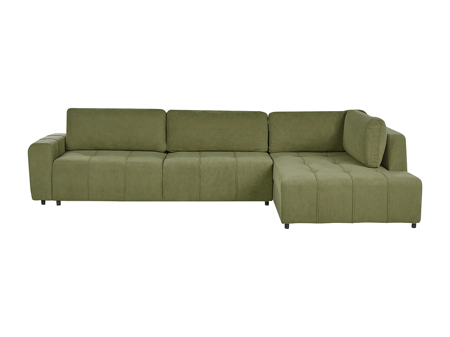Canapé-lit d'angle 4 places INNVIK Tissu Vert avec rangement Côté droite