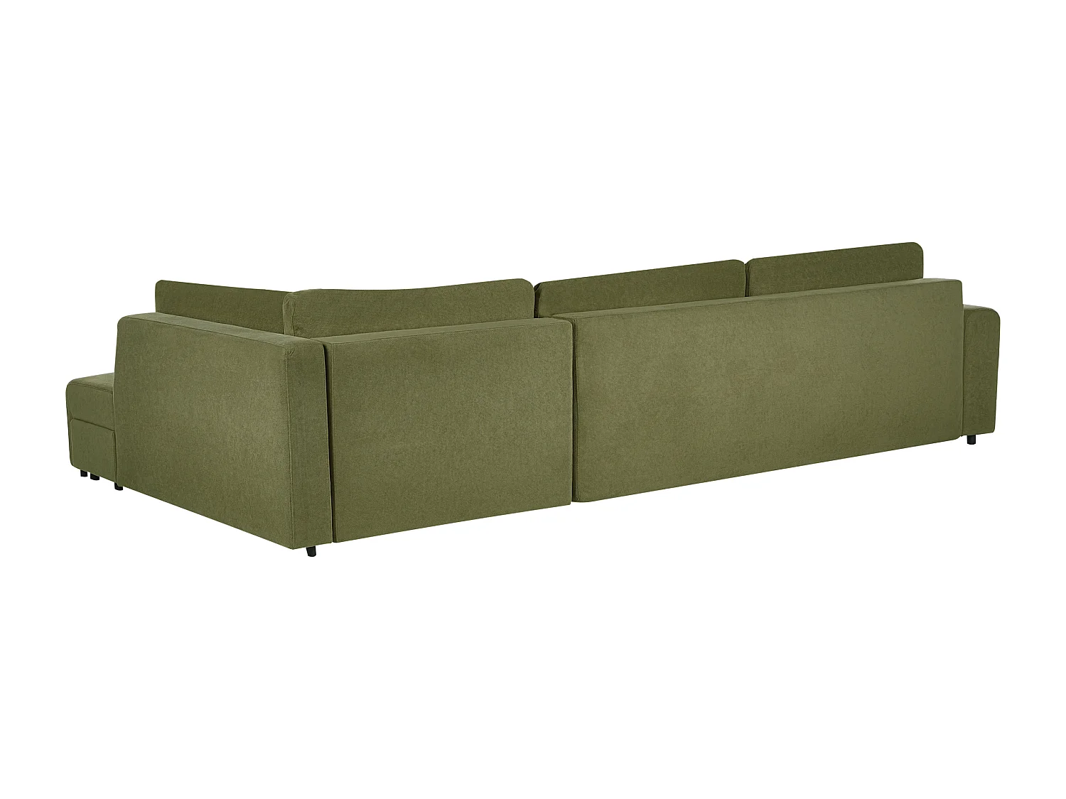 Canapé-lit d'angle 4 places INNVIK Tissu Vert avec rangement Côté droite