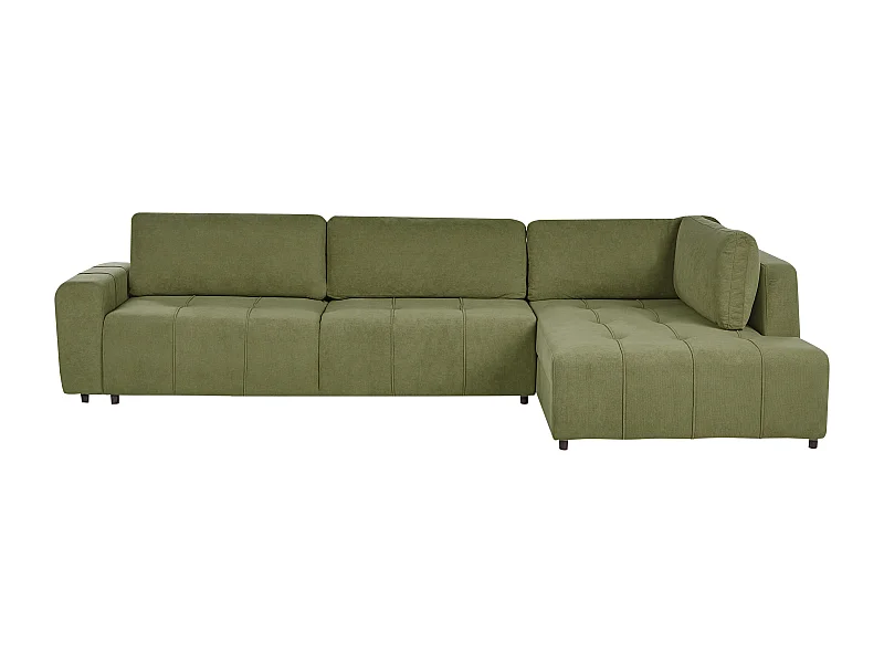 Narożnik rozkładany INNVIK Zielony ze schowkiem dla 4 osób Lewostronny