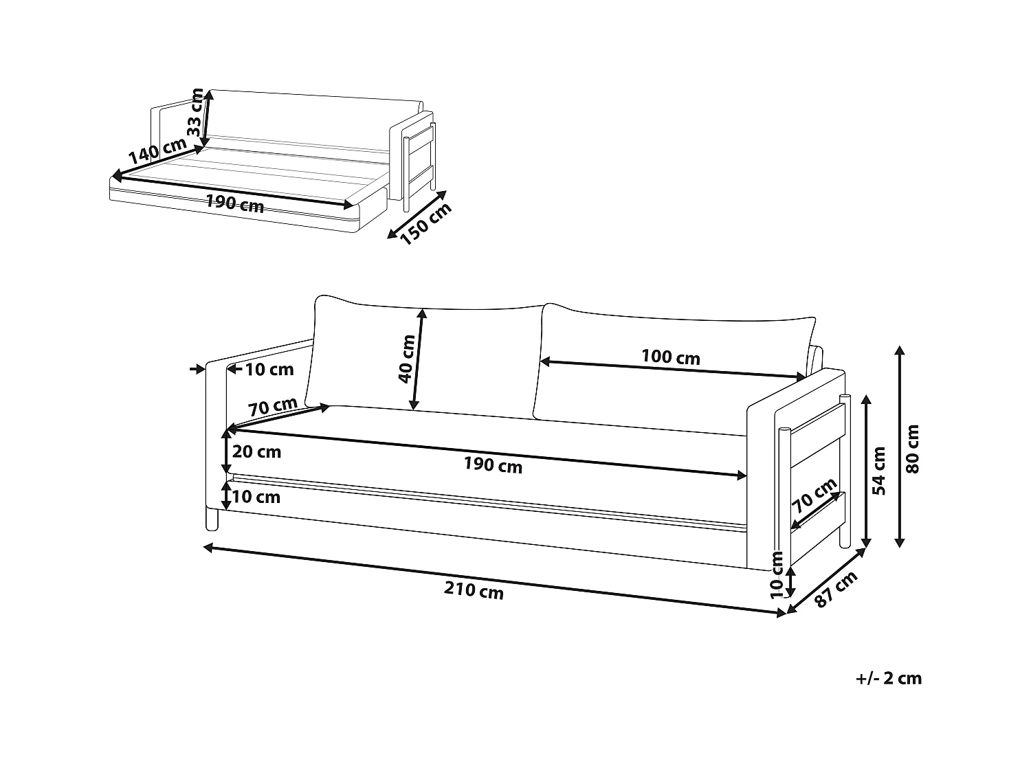 Canapé-lit 3 places ORSA Bouclé Blanc