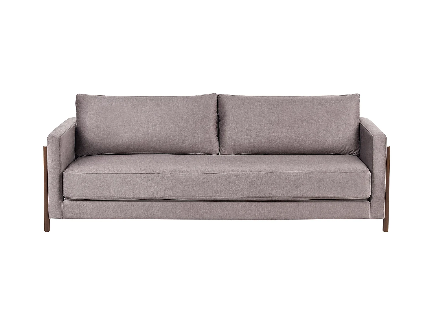 Stoffsofa mit Schlaffunktion Polyesterpolsterung Birkenholz dunkelbraune Beine Wohnzimmer Schlafzimmer Taupe Orsa