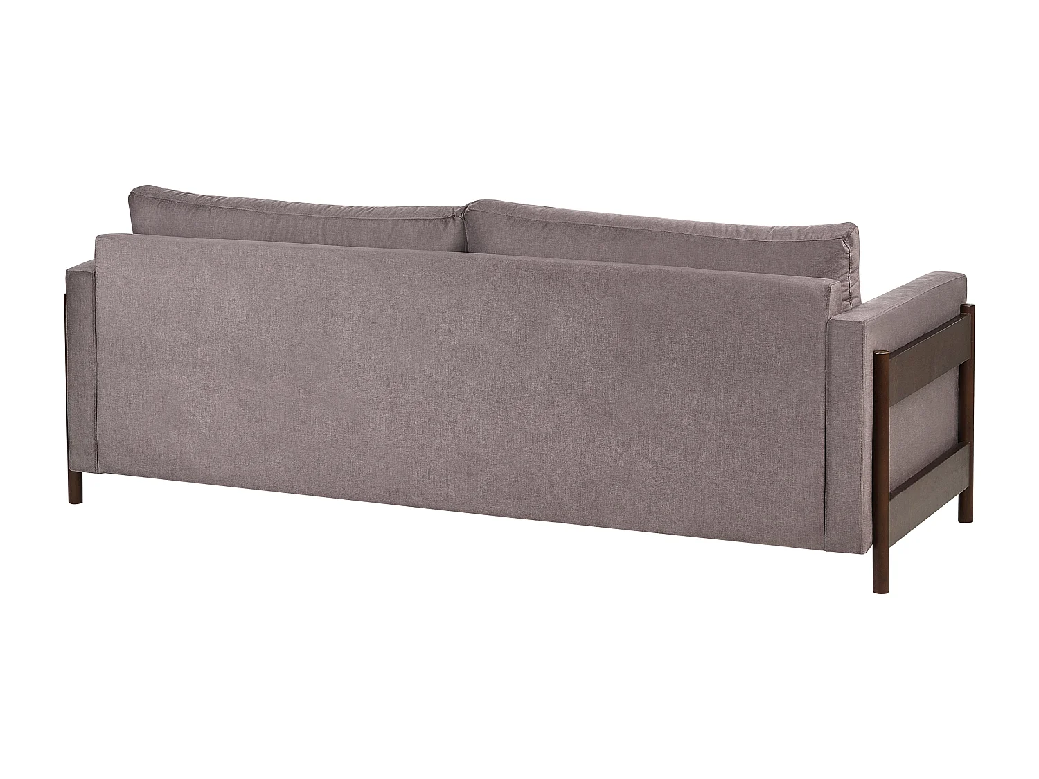 Stoffsofa mit Schlaffunktion Polyesterpolsterung Birkenholz dunkelbraune Beine Wohnzimmer Schlafzimmer Taupe Orsa