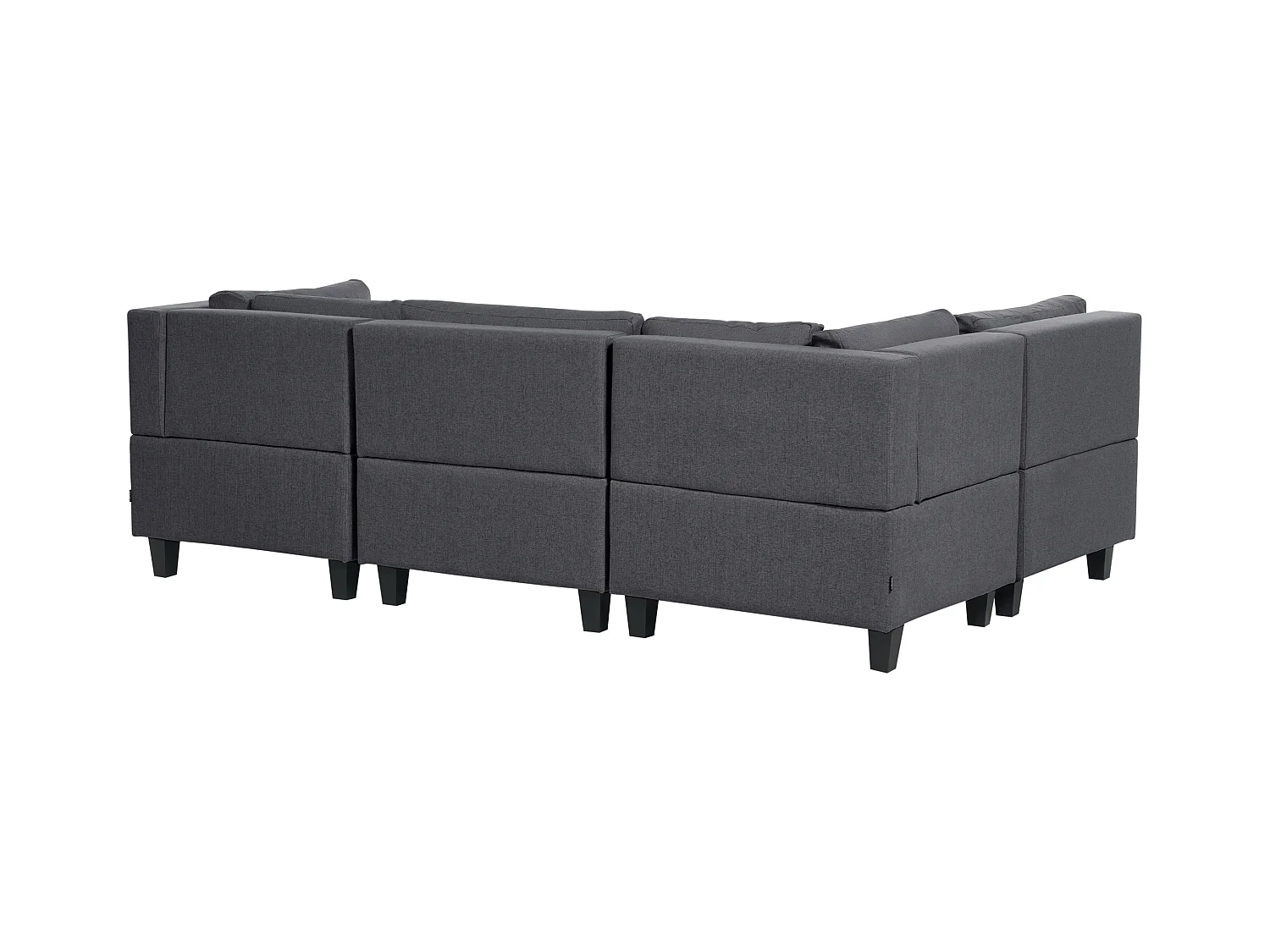Canapé d'Angle Moderne Modulaire 4 Places Côté Droit avec Ottoman Pieds Noirs et Tissu Rembourré Gris Foncé Unstad