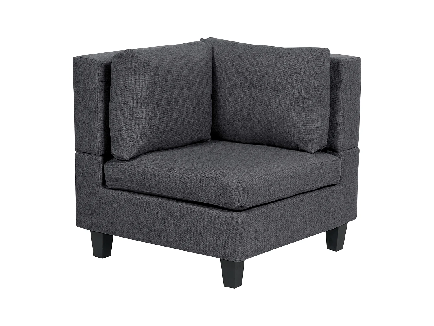 Canapé d'Angle Moderne Modulaire 4 Places Côté Droit avec Ottoman Pieds Noirs et Tissu Rembourré Gris Foncé Unstad