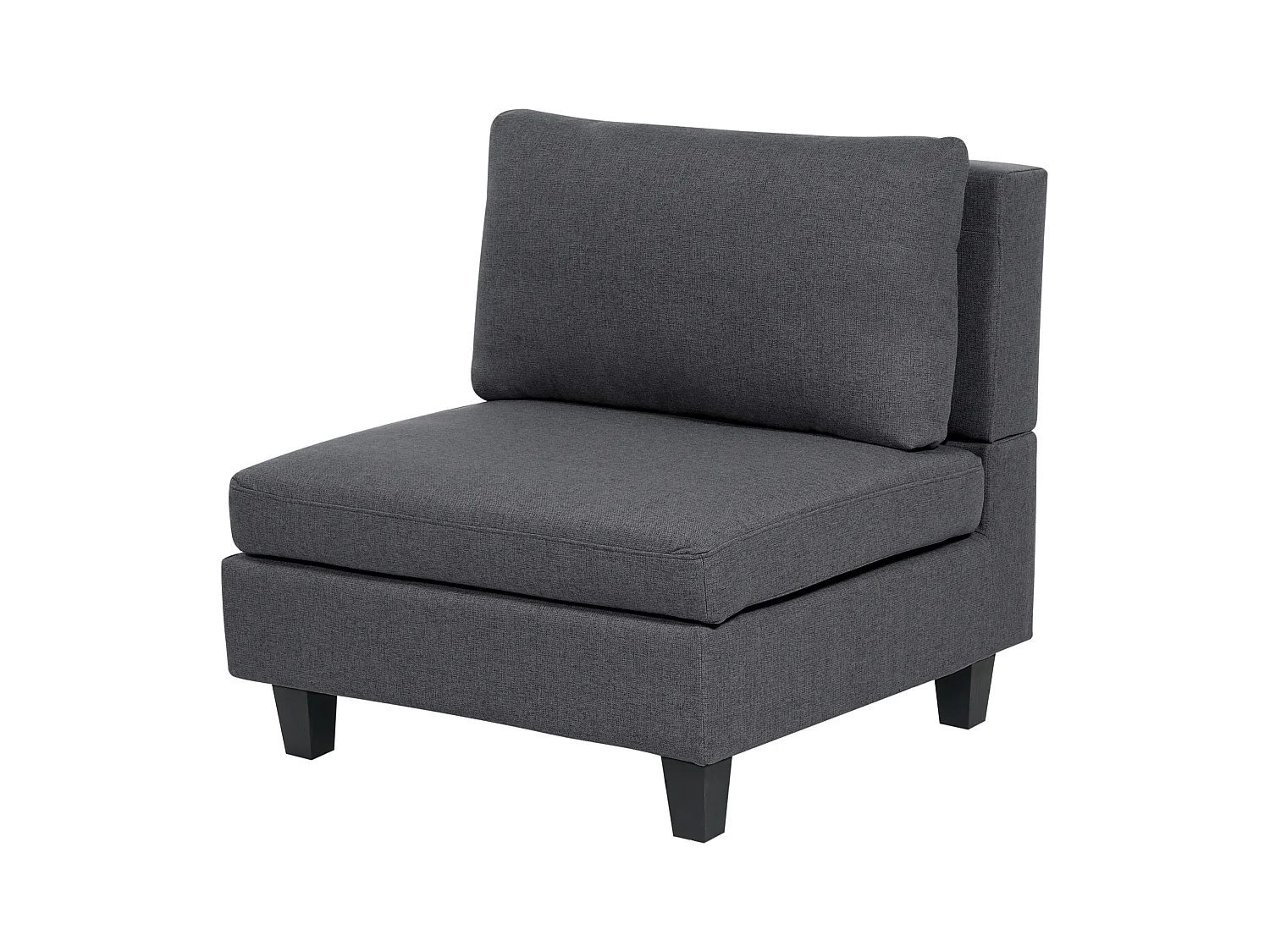 Canapé d'Angle Moderne Modulaire 4 Places Côté Droit avec Ottoman Pieds Noirs et Tissu Rembourré Gris Foncé Unstad