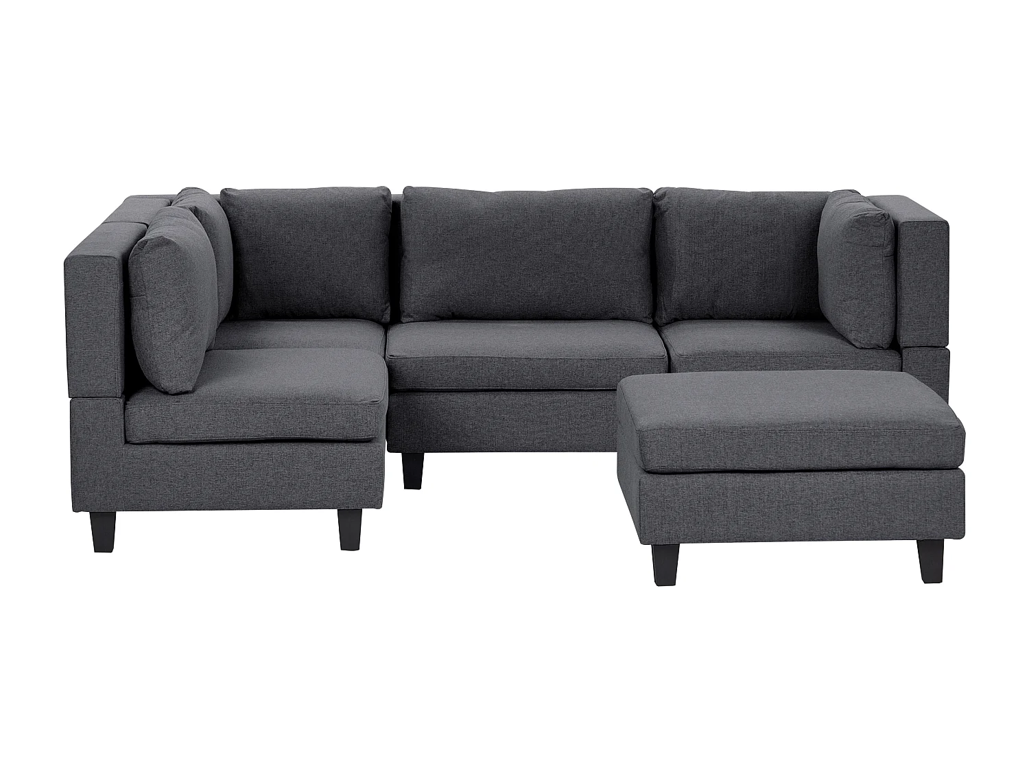 Modul Ecksofa UNSTAD Stoff Dunkelgrau mit Ottomane 4-Sitzer rechtsseitig