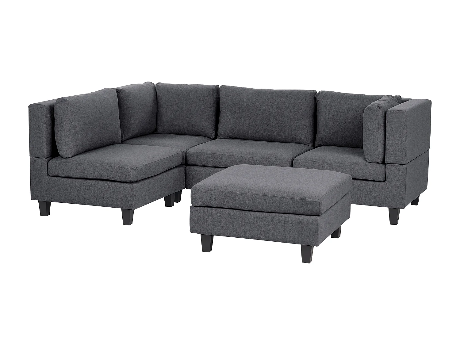Modul Ecksofa UNSTAD Stoff Dunkelgrau mit Ottomane 4-Sitzer rechtsseitig