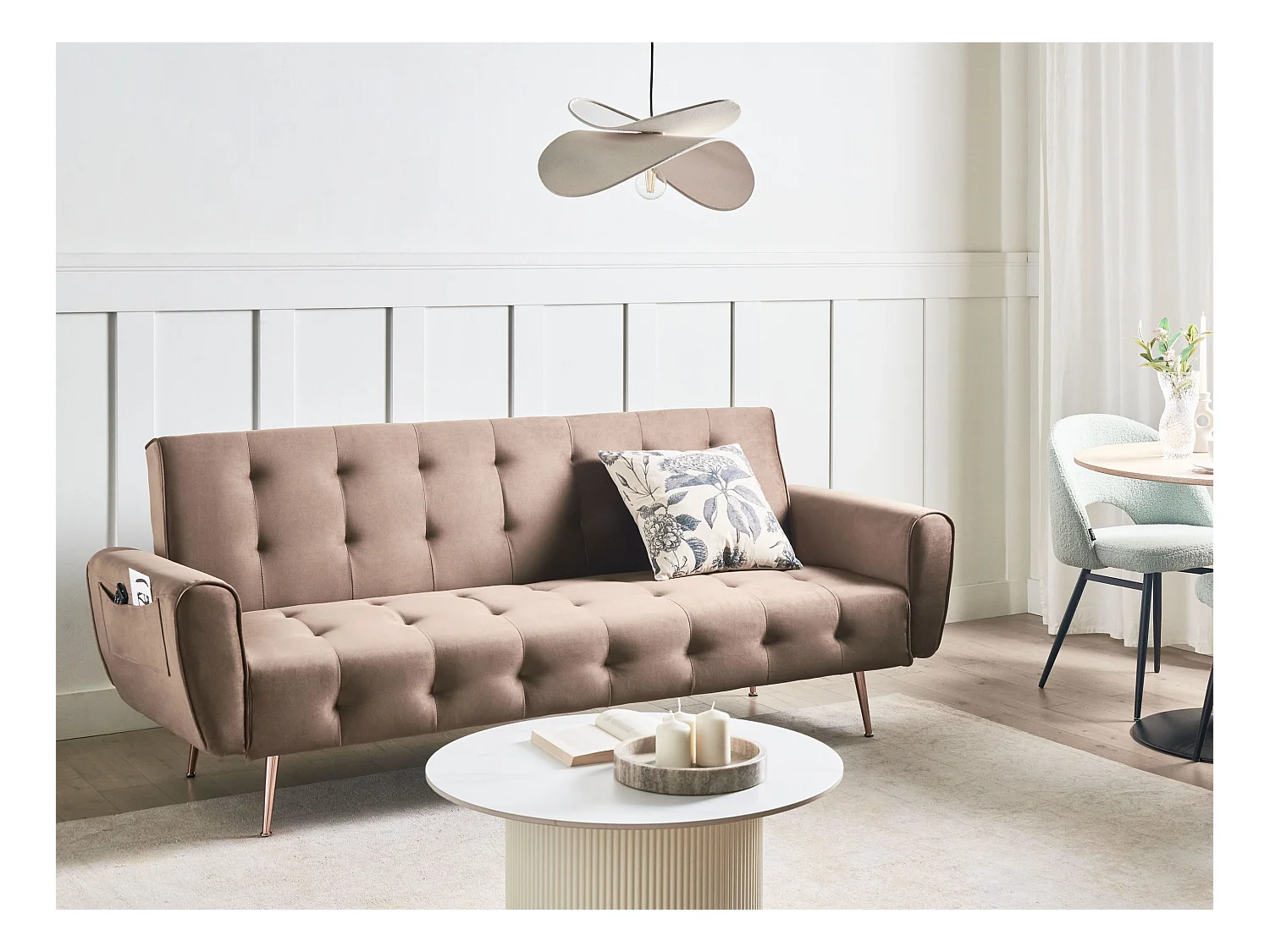 Canapé-lit 3 places SELNES Velours Marron