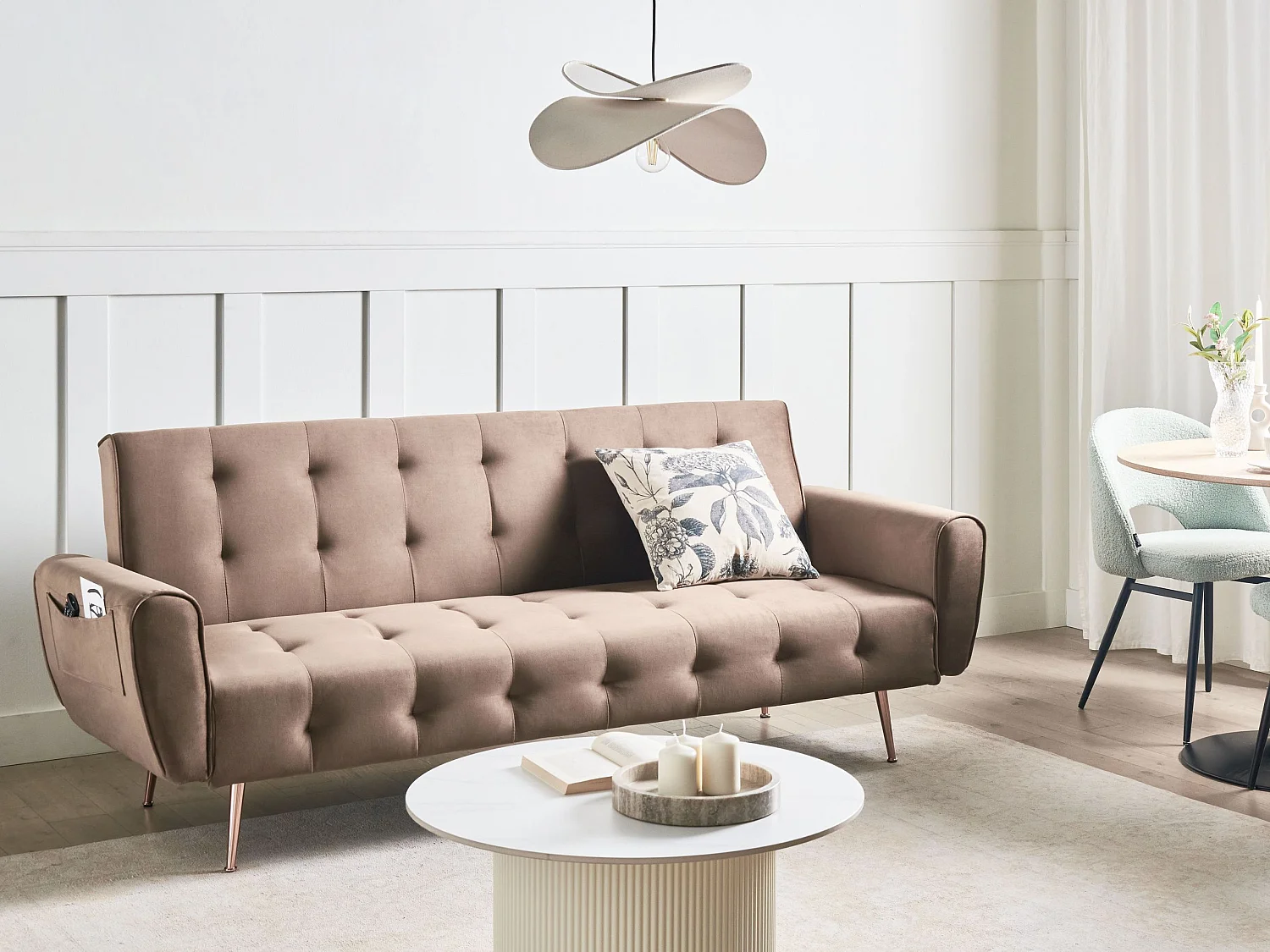 Canapé-lit 3 places SELNES Velours Marron