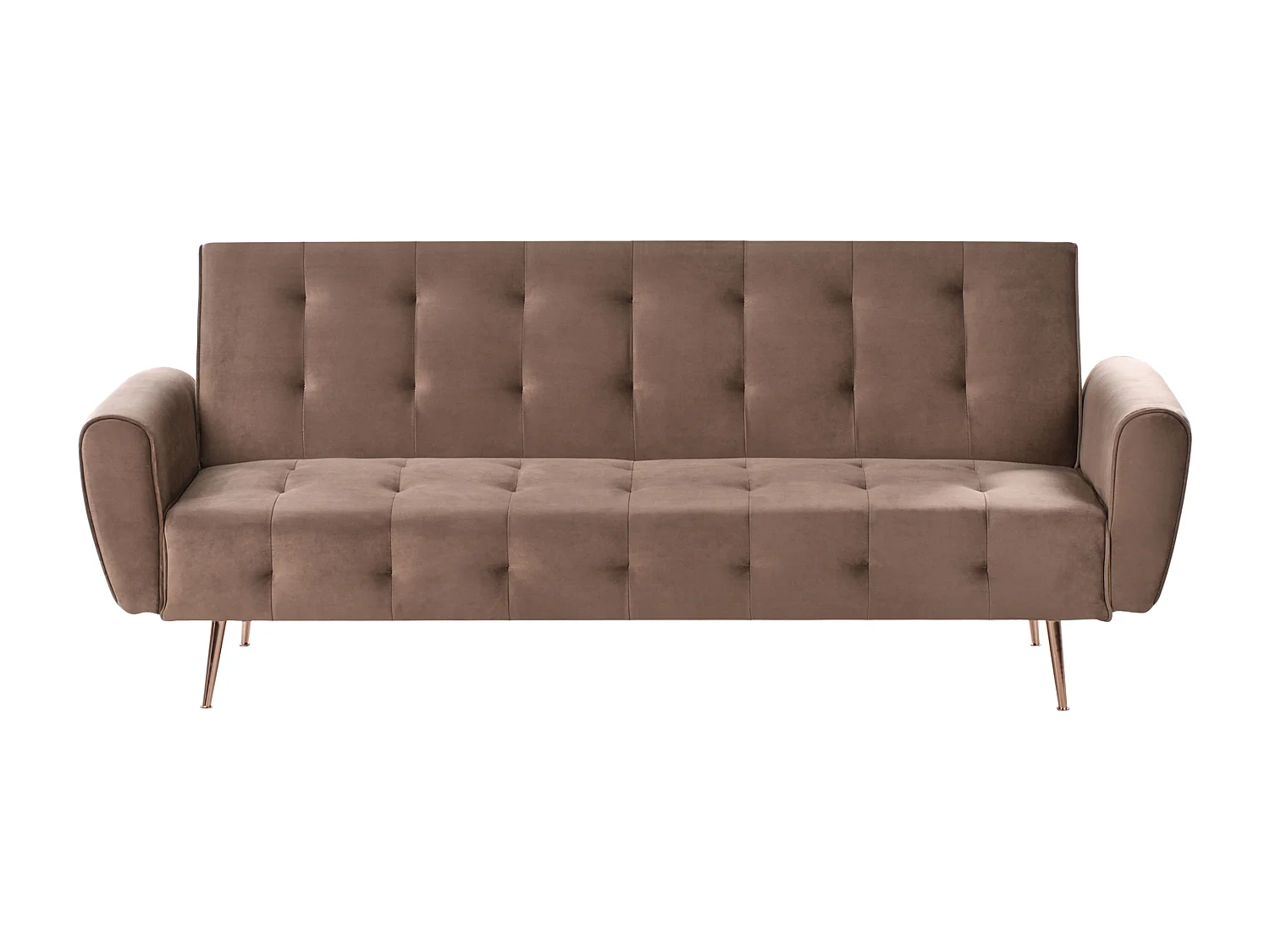 Sofa rozkładana SELNES Welur Brązowy dla 3 osób