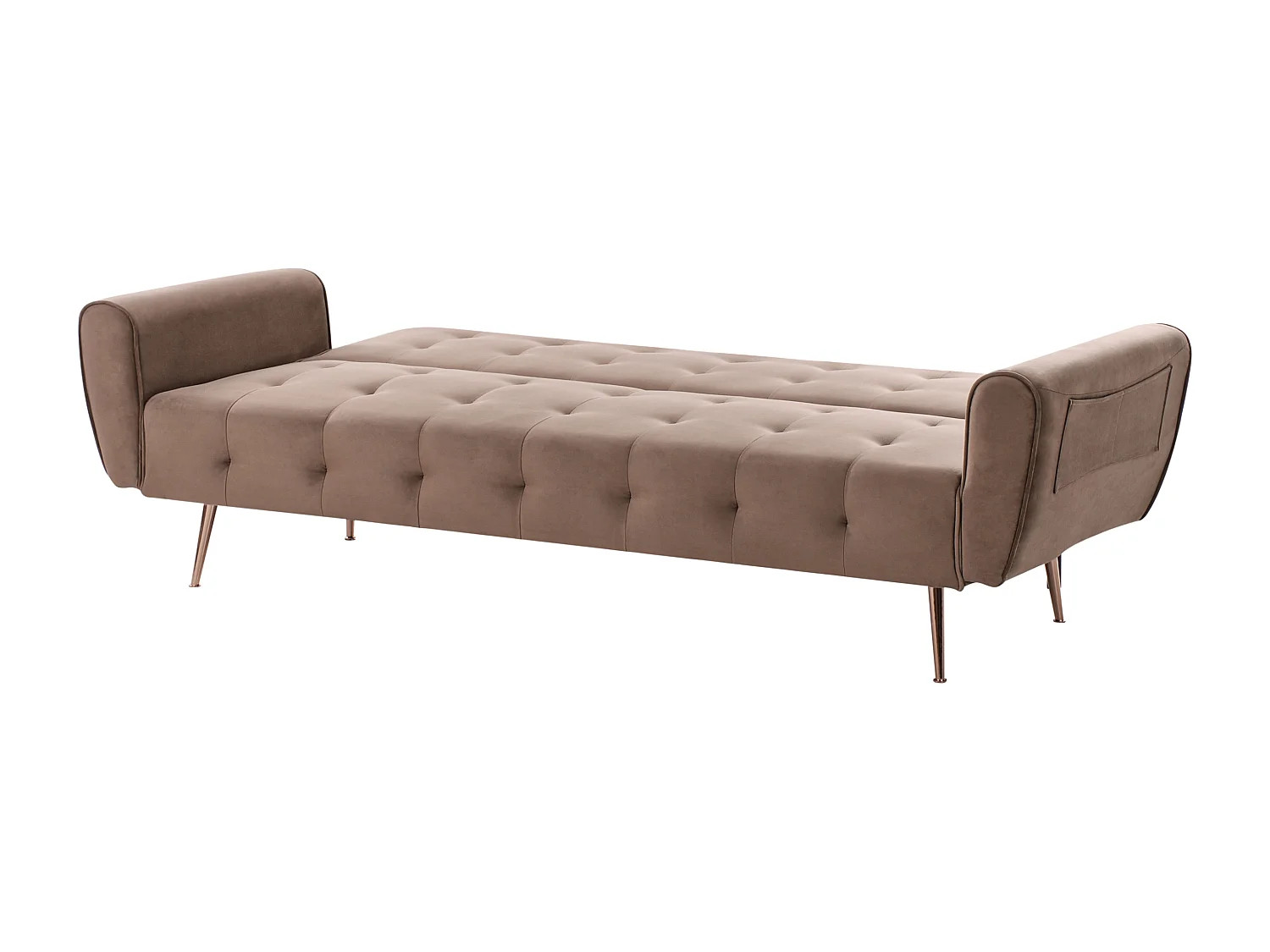 Sofa rozkładana SELNES Welur Brązowy dla 3 osób