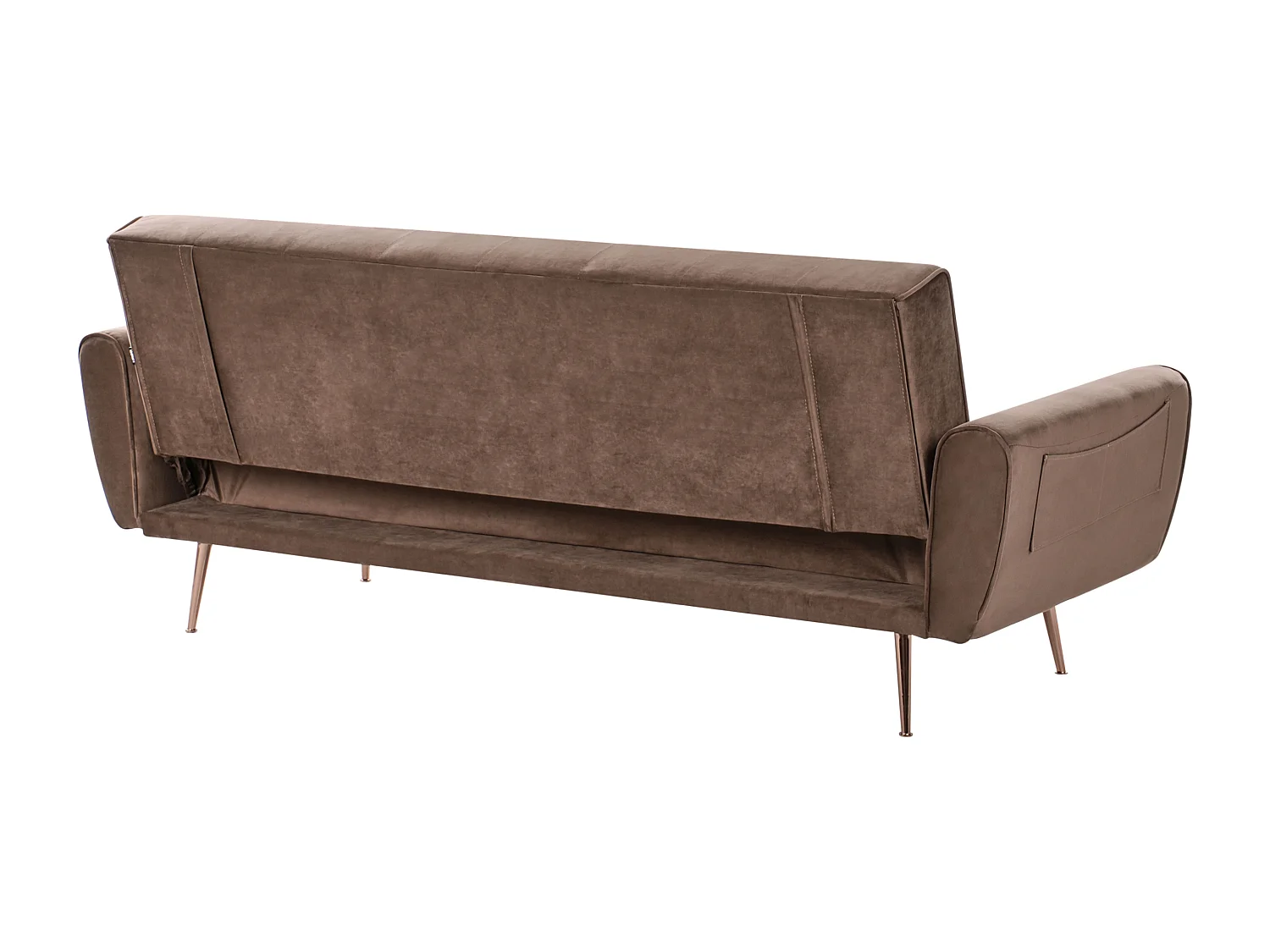 Sofa rozkładana SELNES Welur Brązowy dla 3 osób