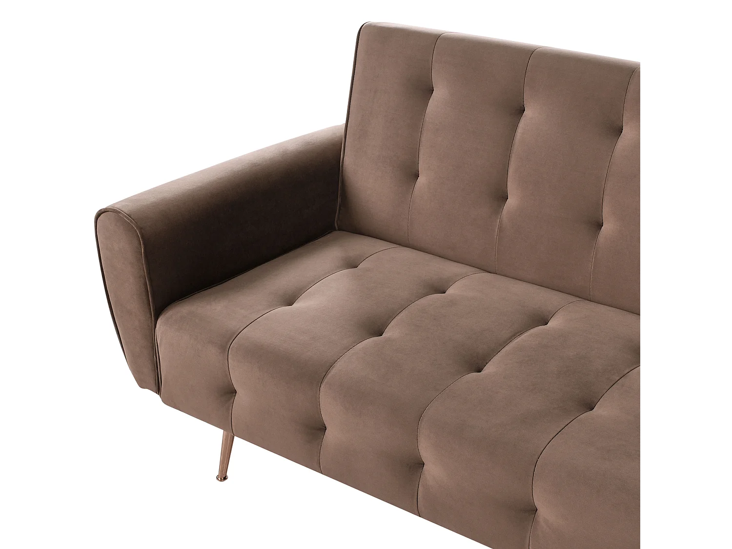 Sofa rozkładana SELNES Welur Brązowy dla 3 osób