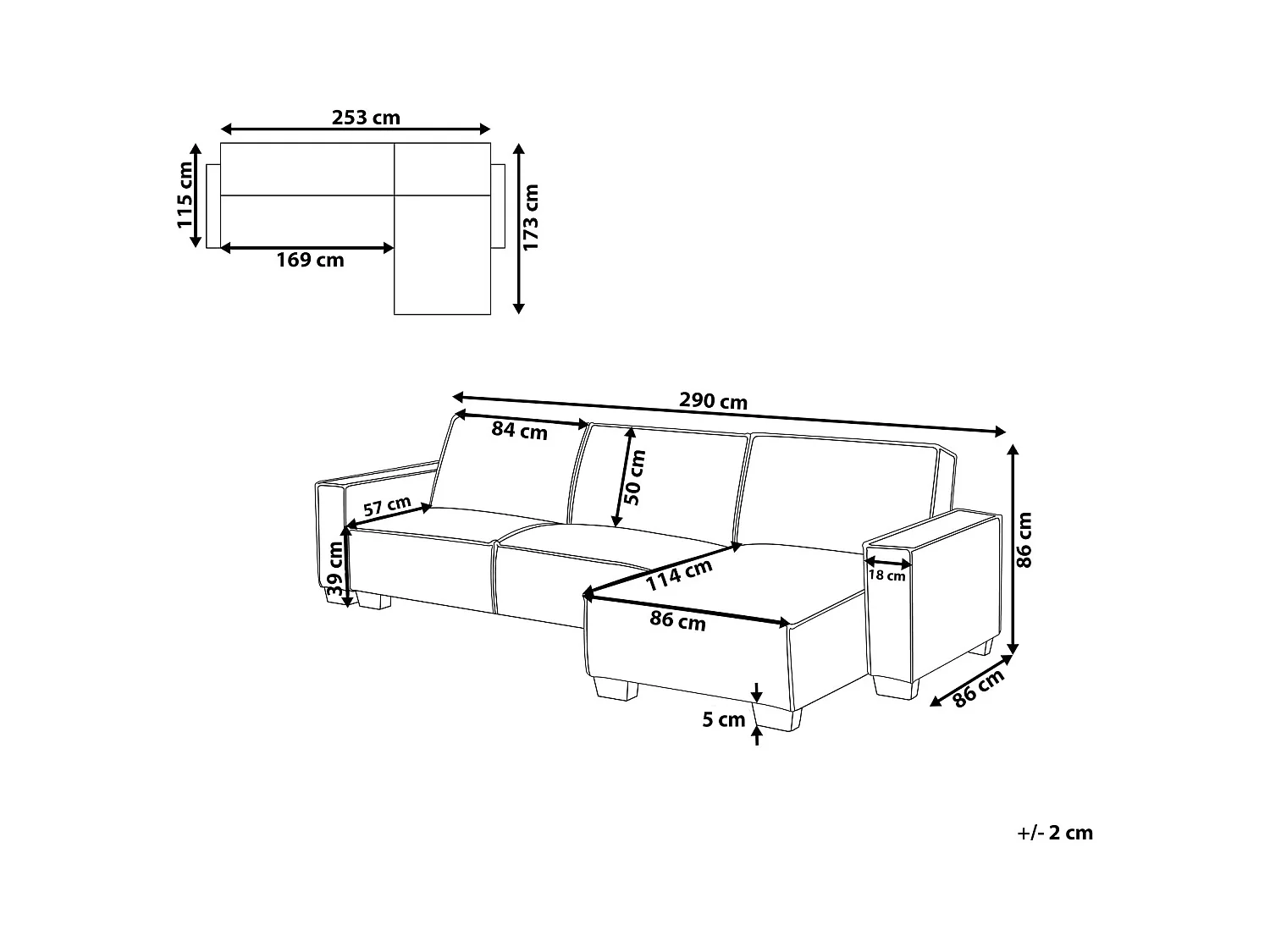 Canapé-lit d'Angle à droite en Tissu 3 Places Rembourré en Forme de L Gris Graphite Romedal II