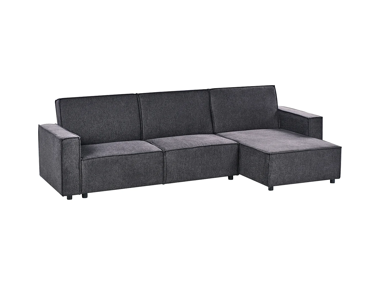 Canapé-lit d'Angle à droite en Tissu 3 Places Rembourré en Forme de L Gris Graphite Romedal II