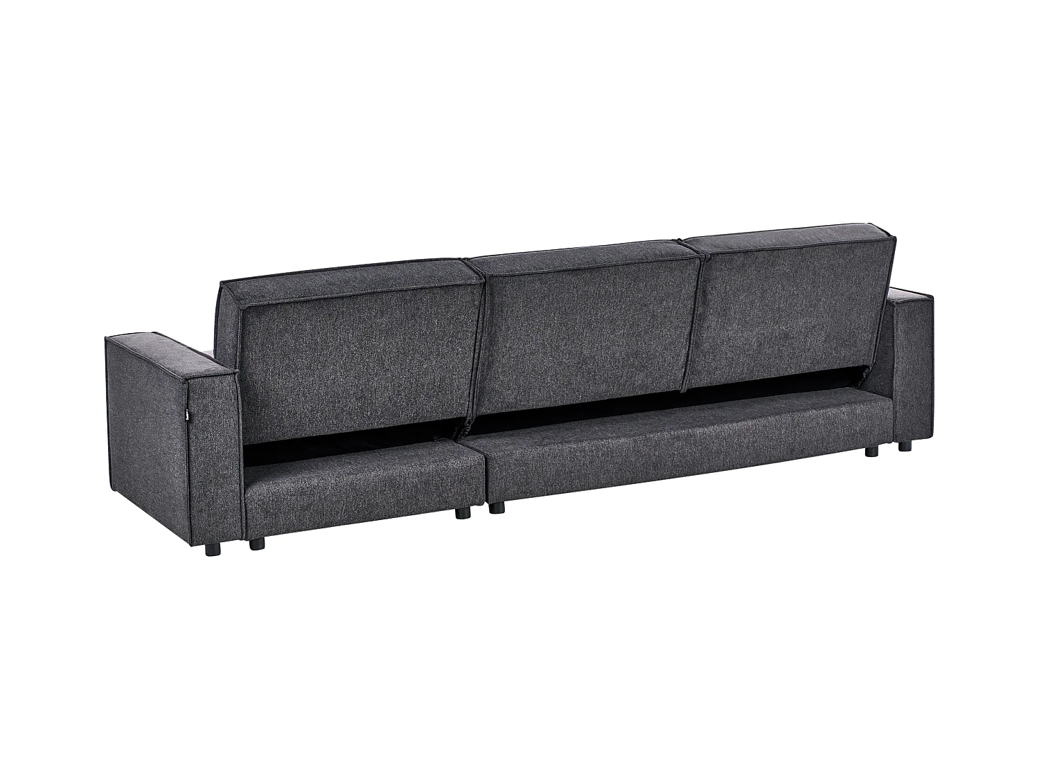 Canapé-lit d'Angle à droite en Tissu 3 Places Rembourré en Forme de L Gris Graphite Romedal II