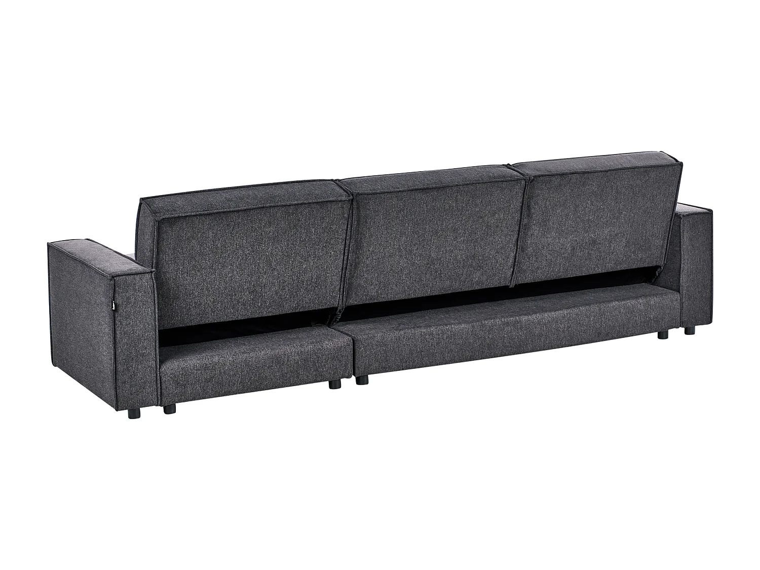 Canapé-lit d'Angle à Gauche en Tissu 3 Places Rembourré en Forme de L Gris Graphite Romedal II