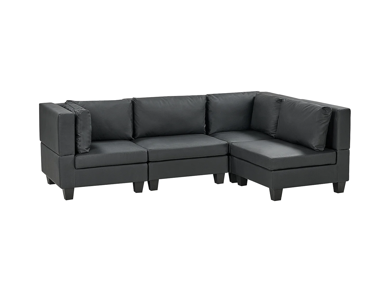 Canapé d'Angle Moderne Modulaire 4 Places Côté droite en Cuir PU Rembourré Noir Unstad