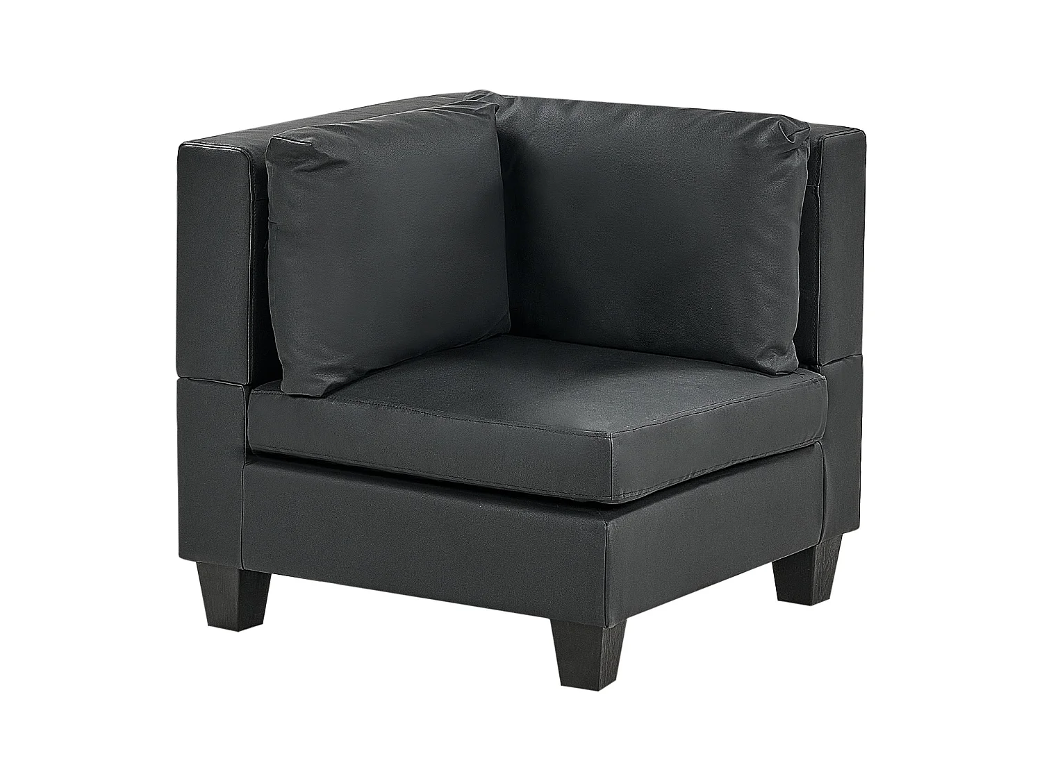 Canapé d'Angle Moderne Modulaire 4 Places Côté droite en Cuir PU Rembourré Noir Unstad