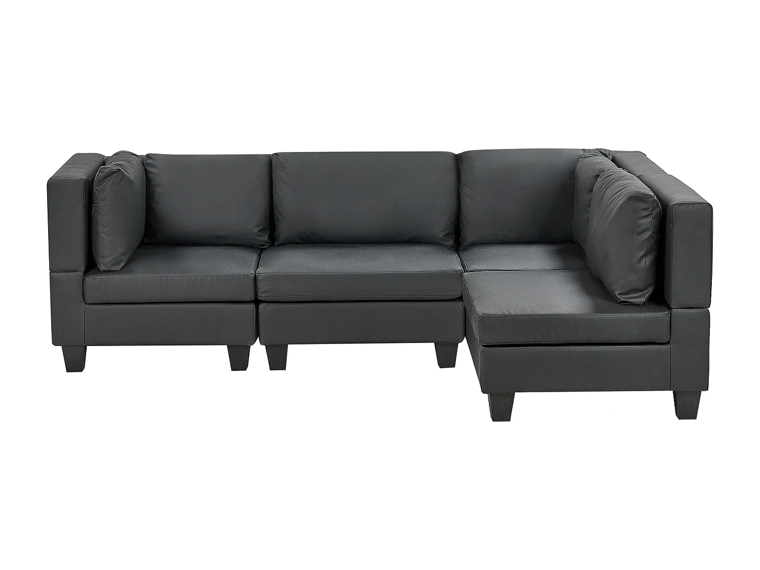 Canapé d'Angle Moderne Modulaire 4 Places Côté Gauche en Cuir PU Rembourré Noir Unstad