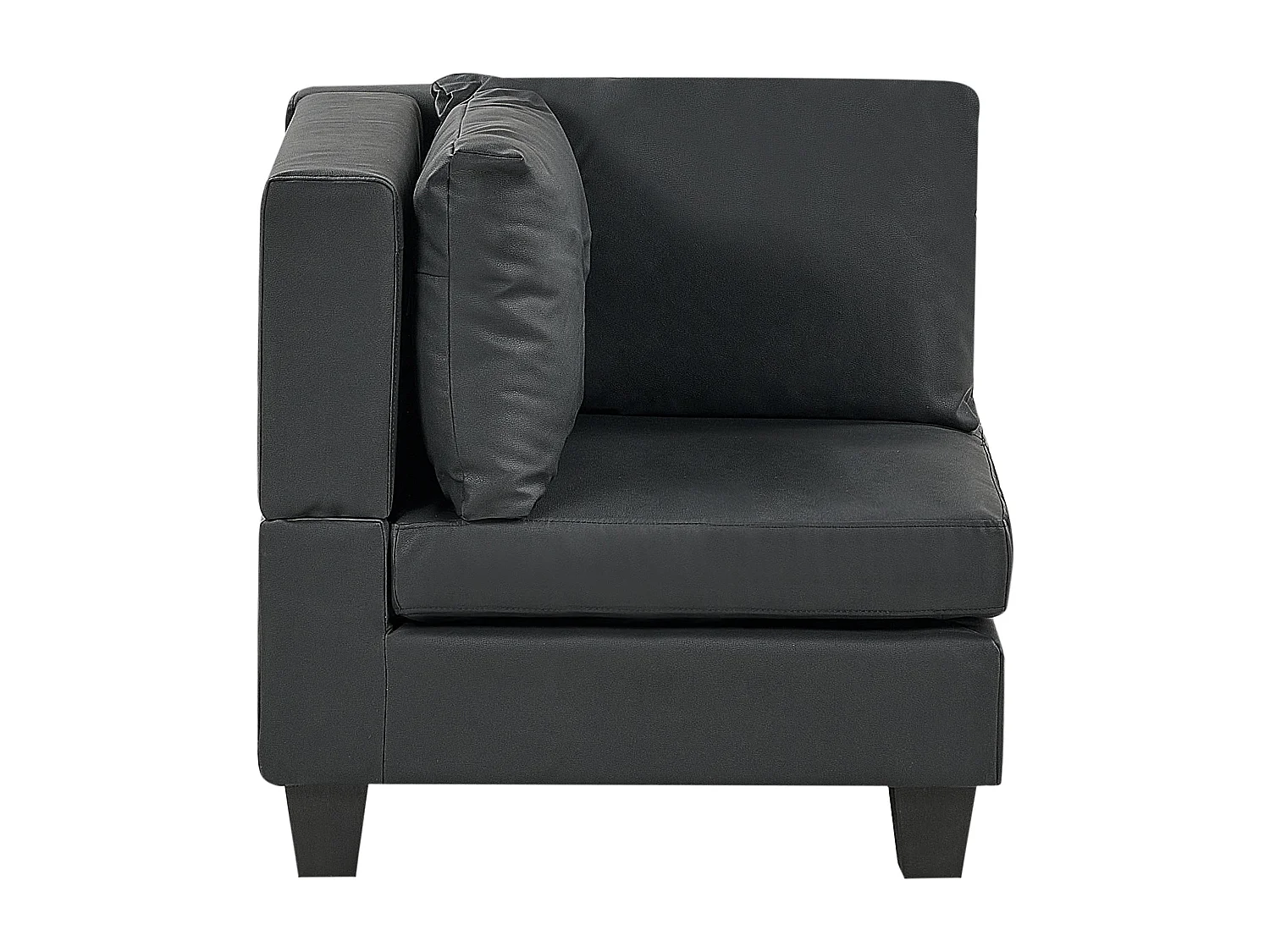 Canapé d'Angle Moderne Modulaire 4 Places Côté Gauche en Cuir PU Rembourré Noir Unstad