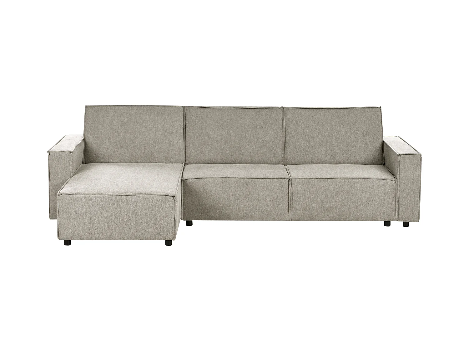 Canapé-lit d'Angle à gauche en Tissu 3 Places Rembourré en Forme de L Beige Romedal II