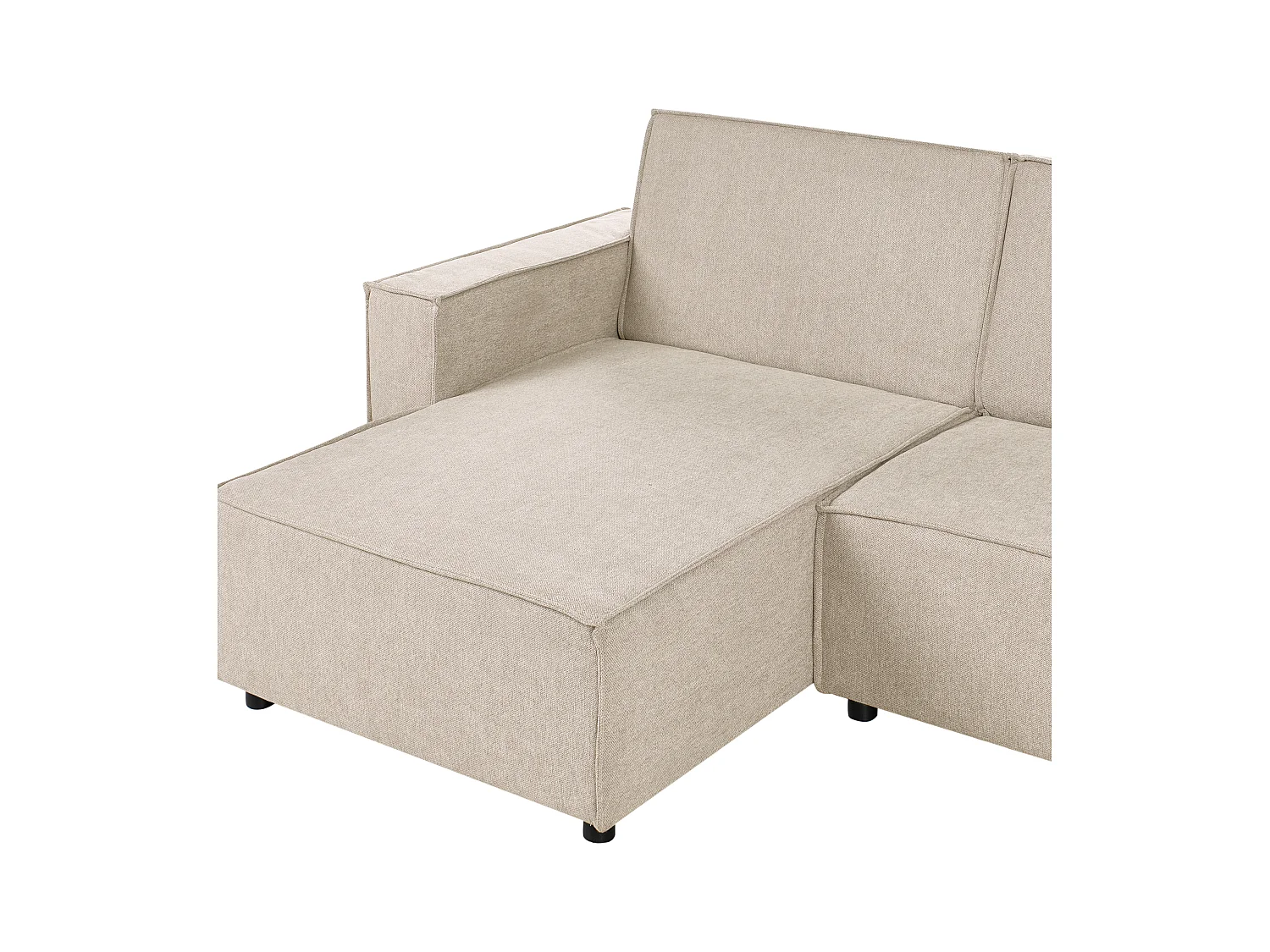 Canapé-lit d'Angle à gauche en Tissu 3 Places Rembourré en Forme de L Beige Romedal II