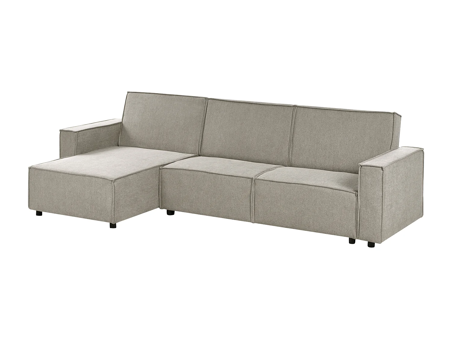 Sofá-cama de canto ROMEDAL II Tecido Creme 3 lugares à direita