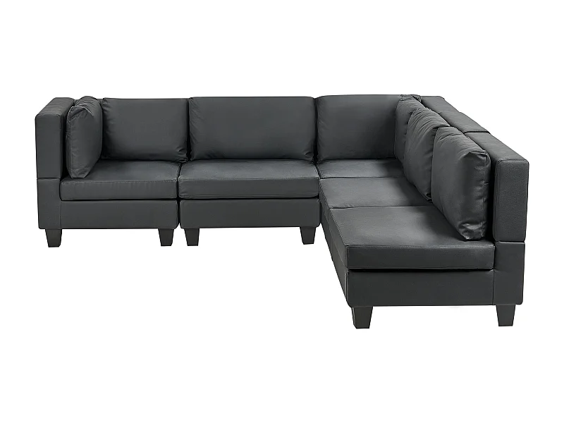 Sofá esquinero modular UNSTAD Piel sintética Negro 5 plazas Izquierda