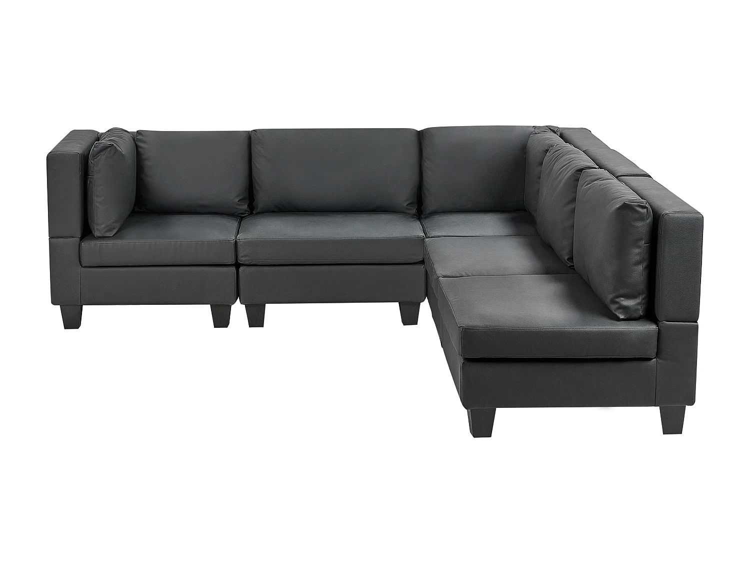 Canapé d'Angle Moderne Modulaire 5 Places Côté droite en Cuir PU Noir Unstad