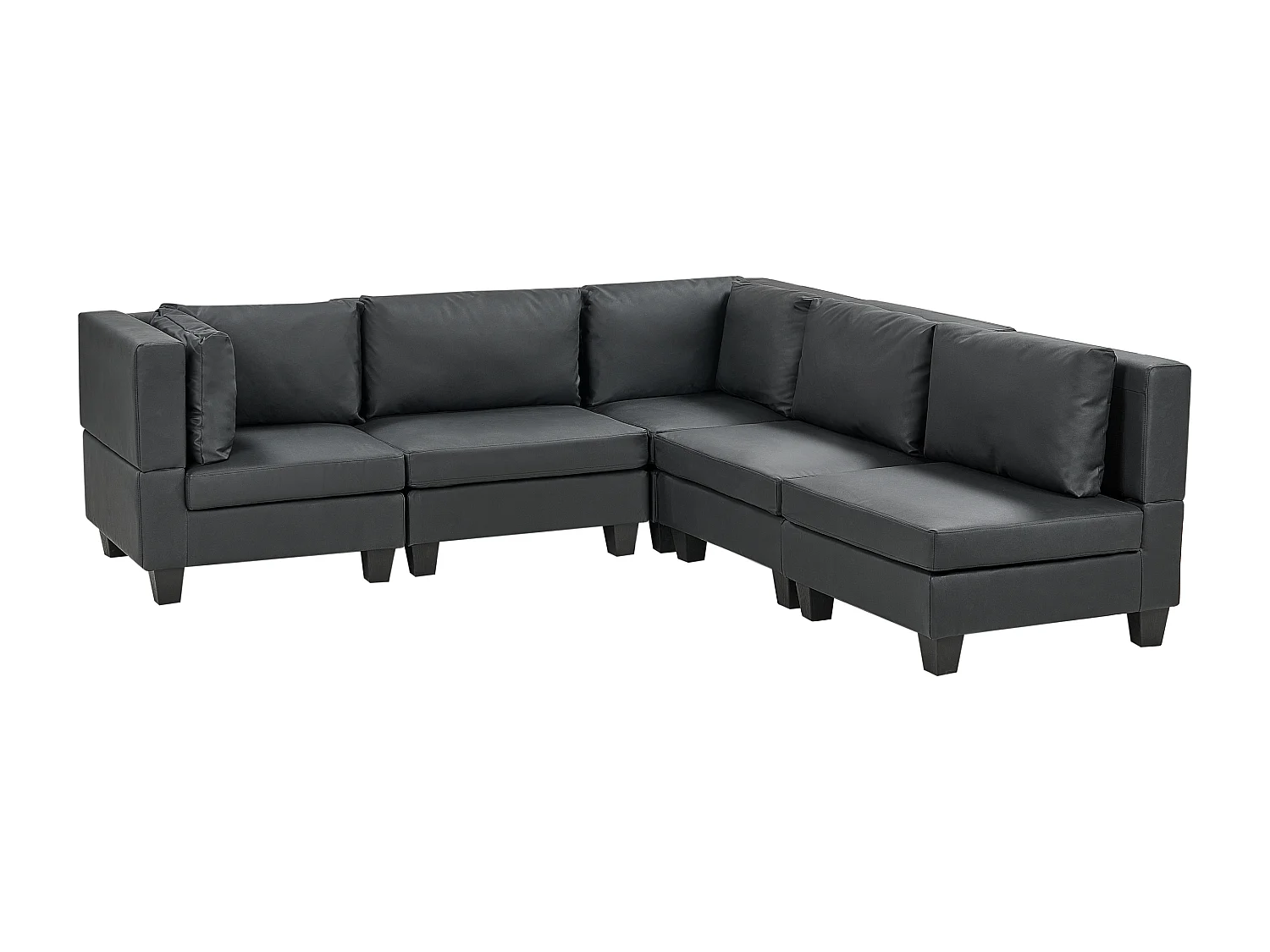 Modulaire hoekbank UNSTAD Kunstleer Zwart 5-zitter Linkerzijde