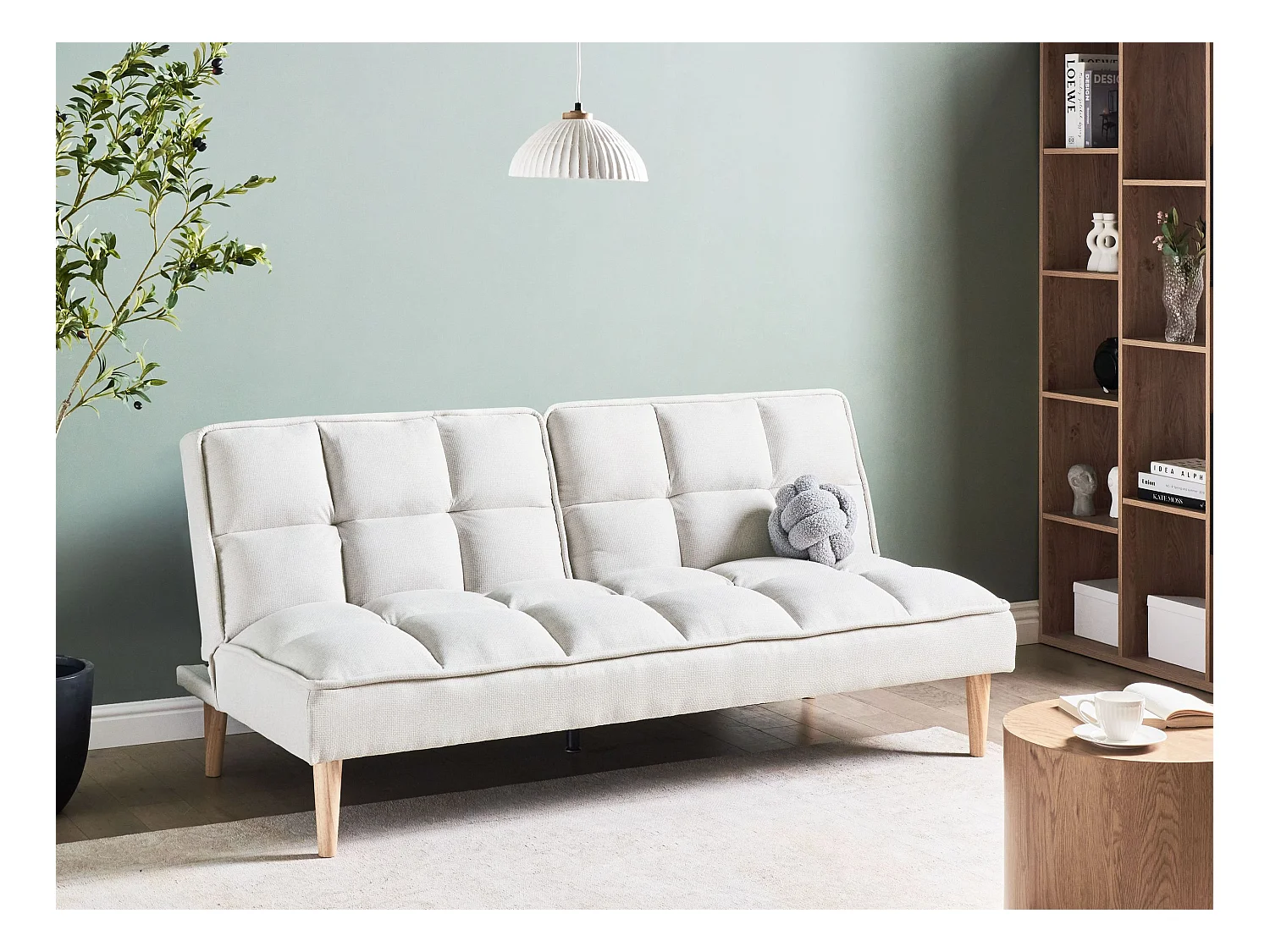 Canapé-lit 3 places SILJAN Tissu Blanc cassé