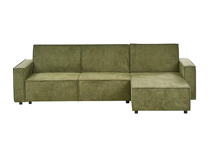 3-Sitzer Ecksofa links L-förmig Stoff dunkelgrün mit Schlaffunktion Romedal II