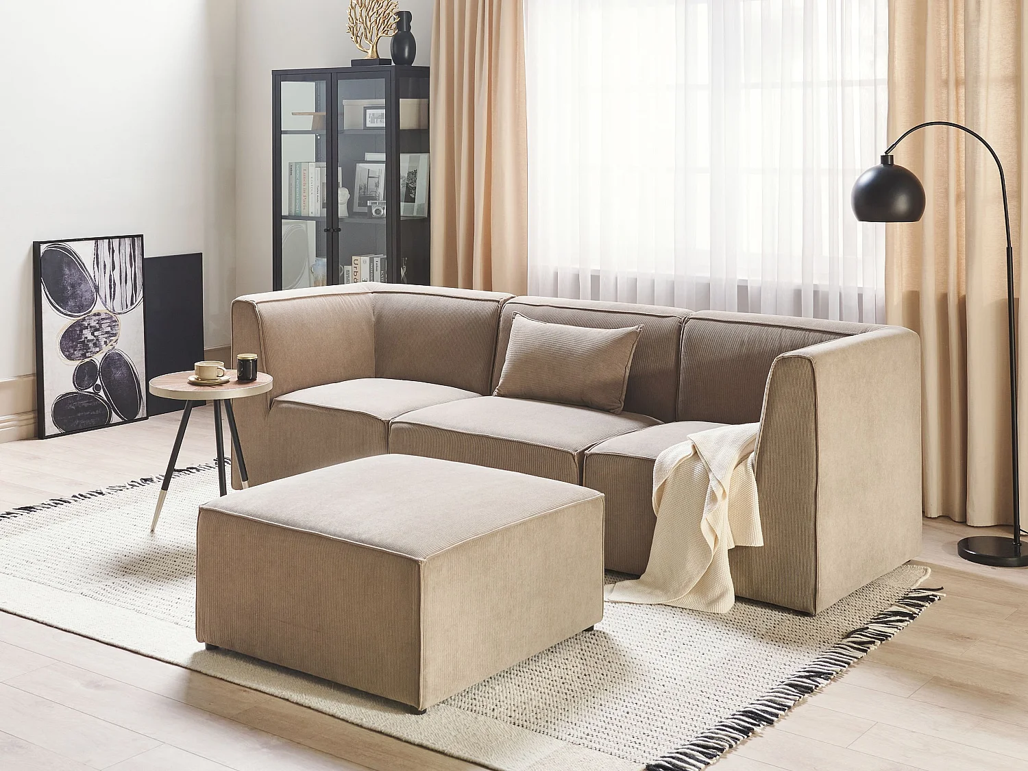 Modulaire bank LEMVIG Corduroy Taupe Met ottomaan 3-zitter