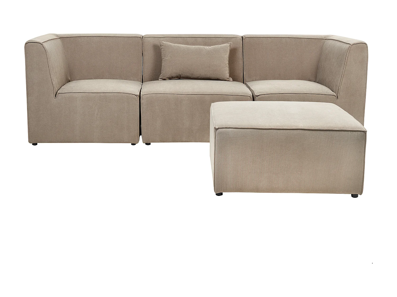 Canapé modulable 3 places LEMVIG Velours côtelé Taupe avec ottoman