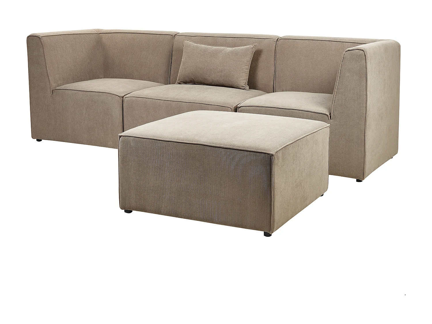 Canapé modulable 3 places LEMVIG Velours côtelé Taupe avec ottoman