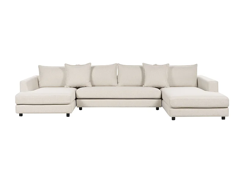 Canapé d'angle 5 places LILVIKEN Tissu Beige clair