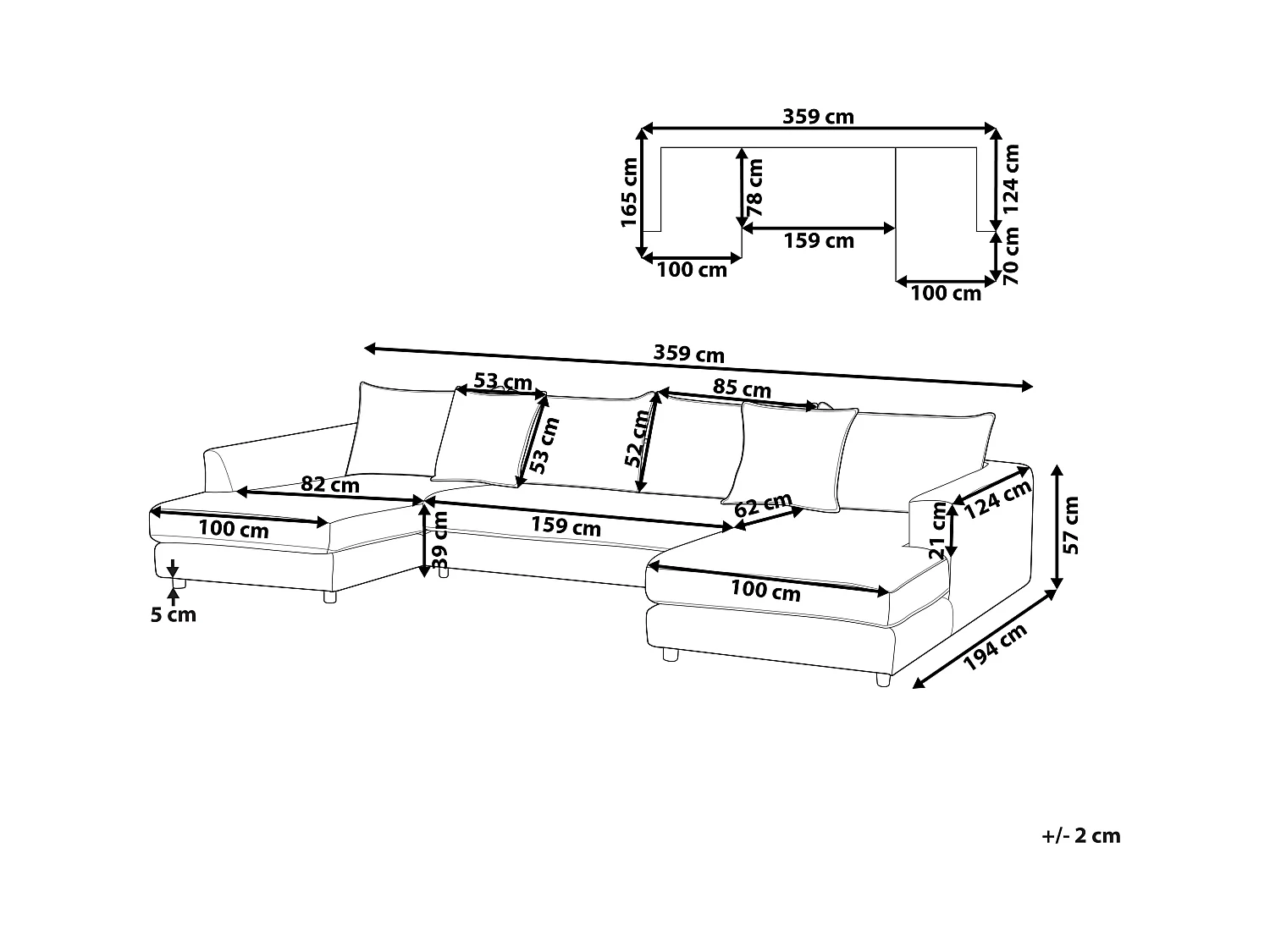 Canapé d'angle 5 places LILVIKEN Tissu Beige clair