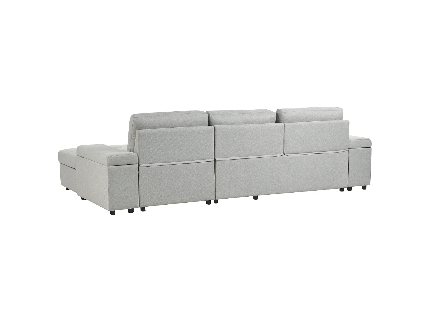 Canapé d'angle convertible 3 places avec rangement en coton blanc
