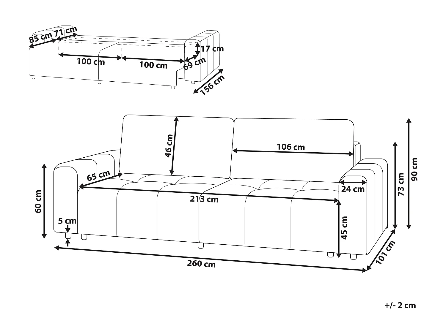Sofa Stoff grün 3-Sitzer gepolstert mit Schlaffunktion und Stauraum Innvik