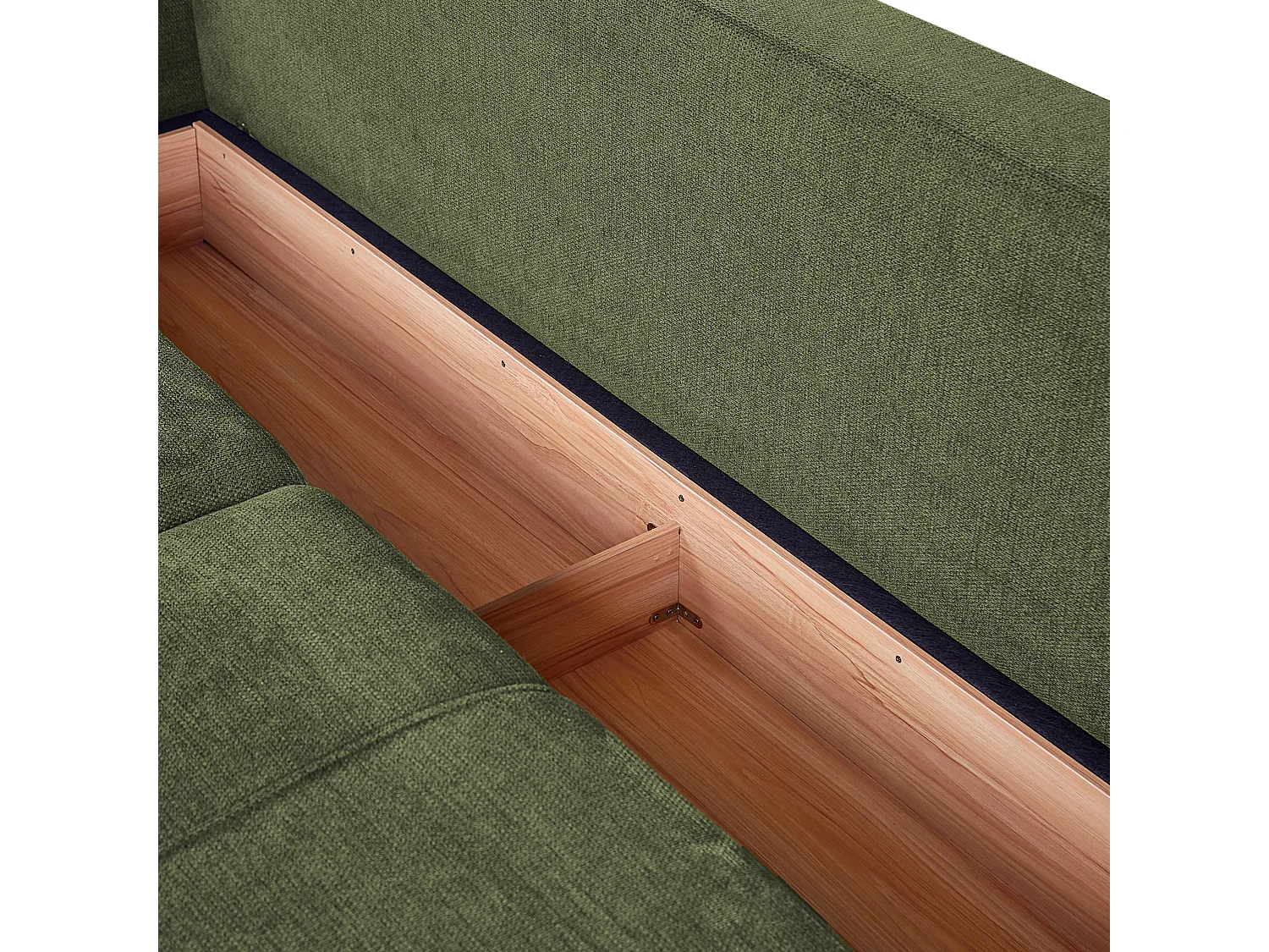 Sofa Stoff grün 3-Sitzer gepolstert mit Schlaffunktion und Stauraum Innvik